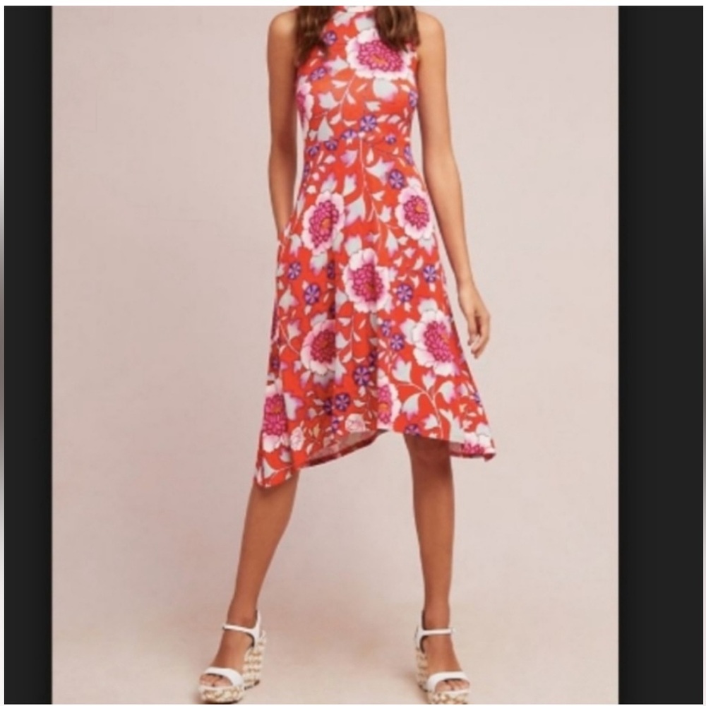 ANTHROPOLOGIE ~ MAEVE ~ HIGH NECK SHARK BITE HEM ~ POCKETS ~ LIKE NEW!🌸